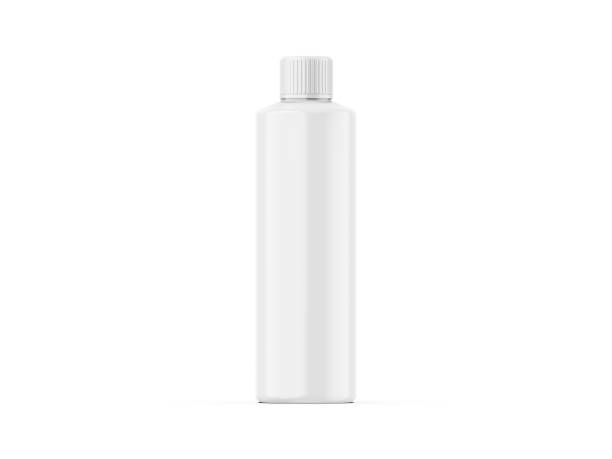 istock Cosmetic plastic bottle with screw cap mockup template for branding and promotion, 3d render illustration 1555769921