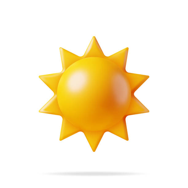 3D Sun Emoji Icon Isolated on White 3D Sun Emoji Icon Isolated on White. Render Weather Sun Symbol. Sunlight Emoticon Yellow Cute Sunshine. Weather, Climate Forecast. Concept of Summer Vacations. Illustration Face Vector Design Art. sun stock illustrations
