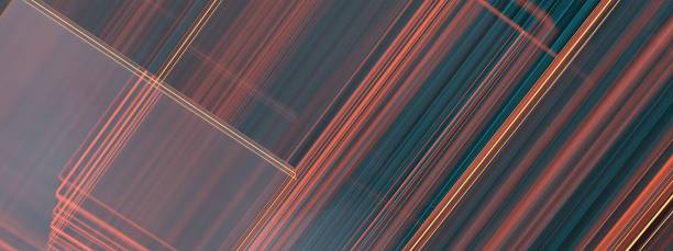 istock Cyberpunk Neon Light Shining light is linear refraction Teal and Orange Abstract, Elegant and Modern 3D Rendering image 1555788371