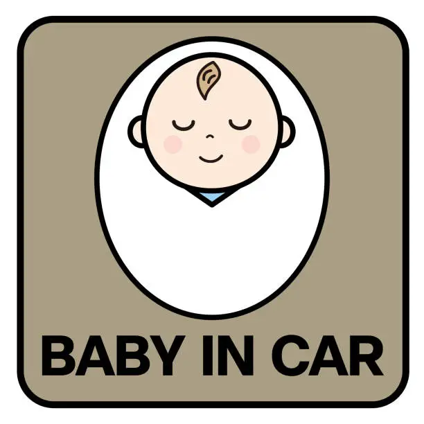 Vector illustration of A caution mark that a baby is in the car.