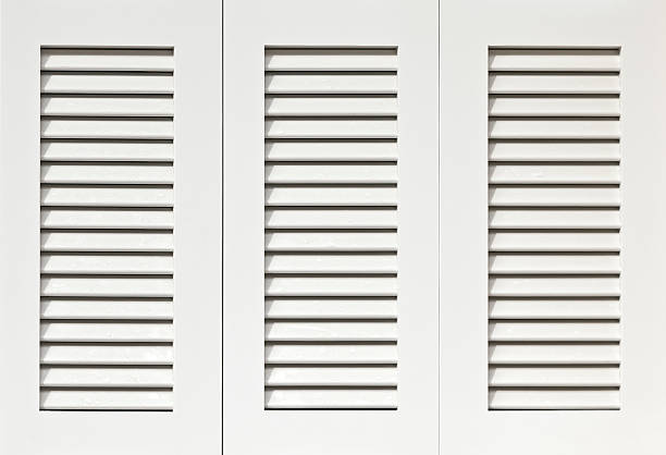 Clean white shutters ready for installation Window with white shutters Sunblind stock pictures, royalty-free photos & images