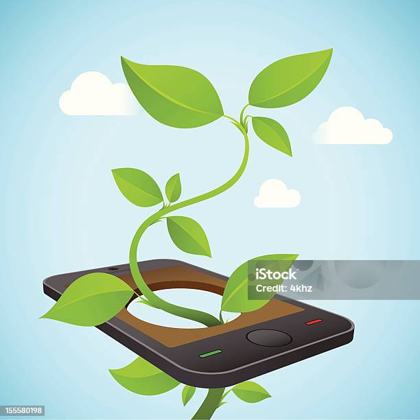 친환경 기술 스마트 폰 환경 보전에 대한 스톡 벡터 아트 및 기타 이미지 - 환경 보전, 녹색, 전화
