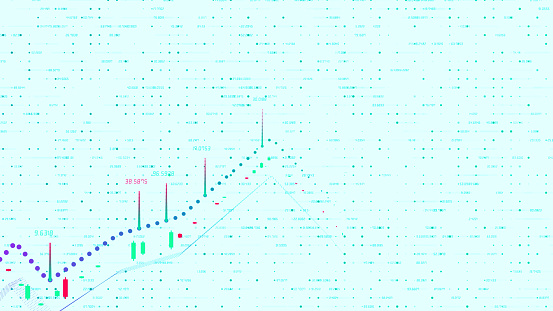 4k Abstract background .Candle stick graph chart of stock market forex trading, Bullish point, Bearish point. financial investment concept. Economy trends animated background for business.