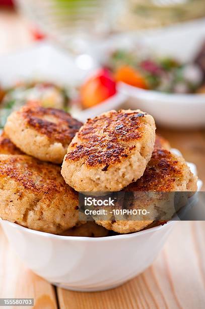 Bowl Of Salad Meat Katlety Stock Photo - Download Image Now