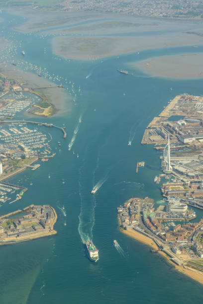 A very different and stunning view seen from the air, overhead Portsmouth, in Hampshire, United Kingdom.