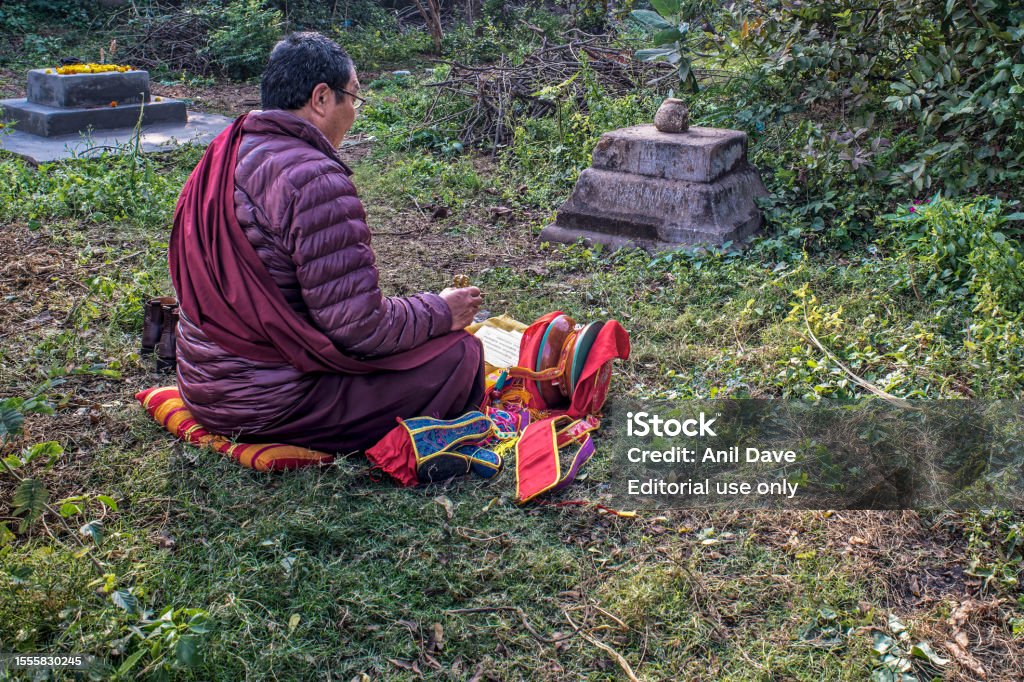 Monk Ritual Buddhist Monk Doing Rituals In Tibetan Mythology At Mahabodhi Complex ...