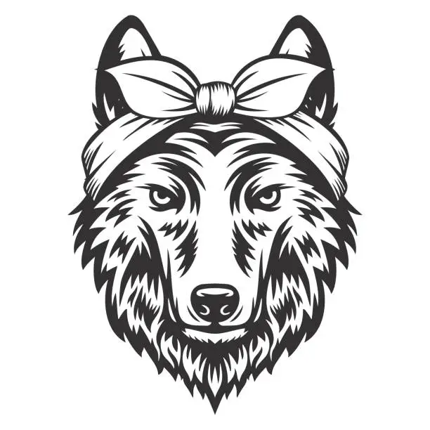 Vector illustration of Fox headband bandana line art. Farm Animal. Wolf logos or icons. vector illustration