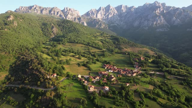 Spanish Village of Mogrovejo in the Picos de Europa