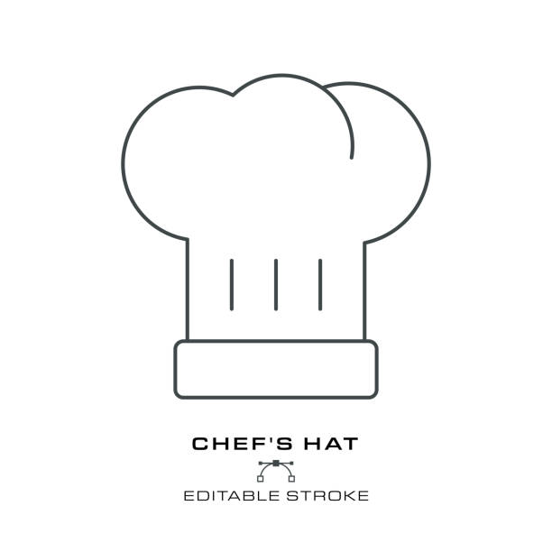 Chef's Hat - Single Cooking Icon - editable stroke. vector art illustration