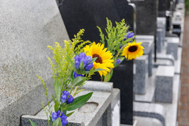 Beautiful Buddha flowers offered at the grave