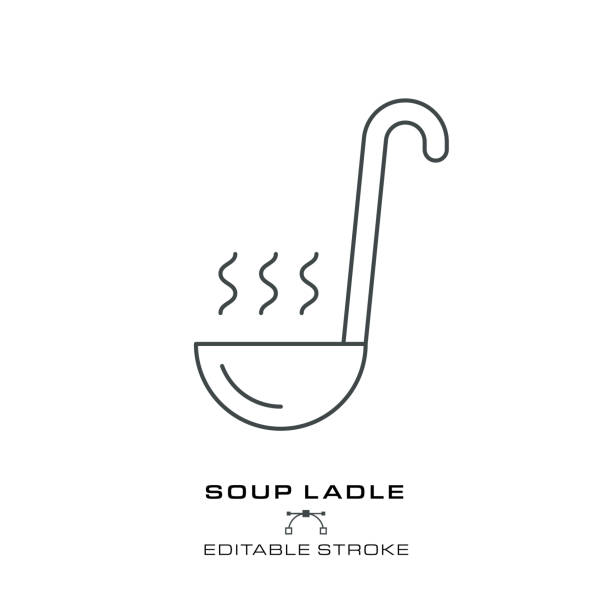 Ladle- Single Cooking Icon - editable stroke. vector art illustration