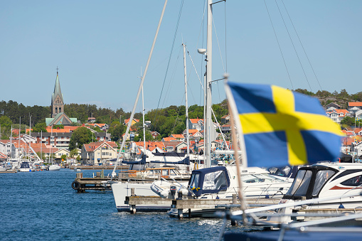 A sunny day in Grebbestad on the coast of Bohuslän in Sweden.