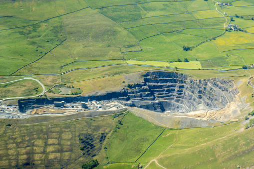 A large quarry in England, United Kingdom, see from above.