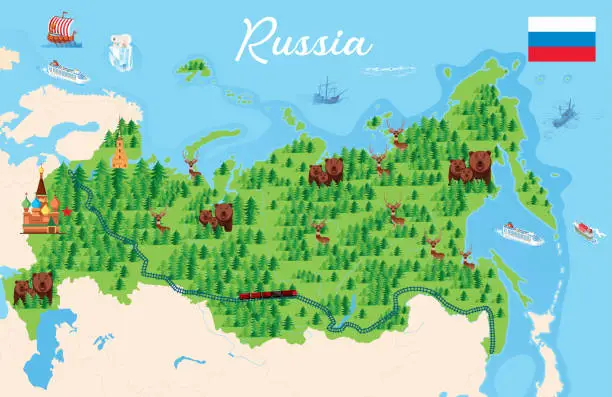 Vector illustration of Russia Travel Map