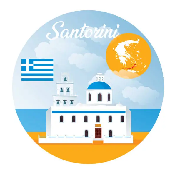 Vector illustration of Santorini Island