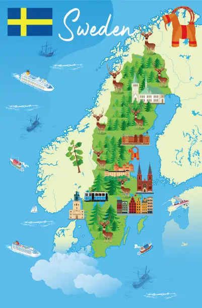 Vector illustration of Sweden Travel map
