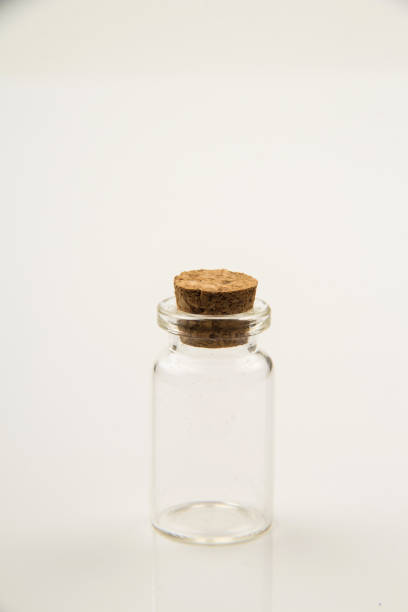 istock Small empty transparent glass vial on white background 1555948185