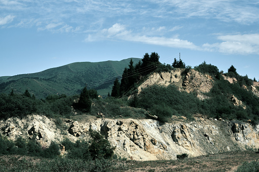 Sand rocky canyon in Tien Shan mountains