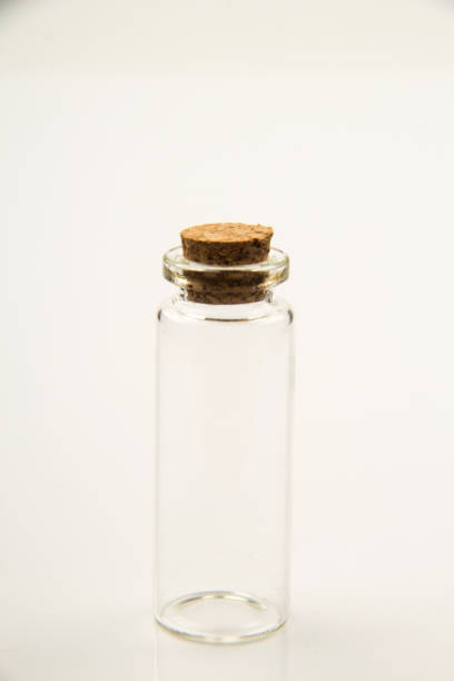 istock Small empty transparent glass vial on white background 1555948301
