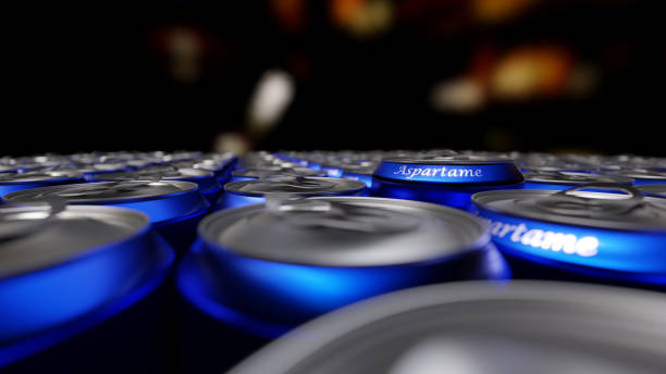 Cans with Aspartame printed on them. Collection of soda or pop cans with the word Aspartame printed on them. coke zero photos stock pictures, royalty-free photos & images
