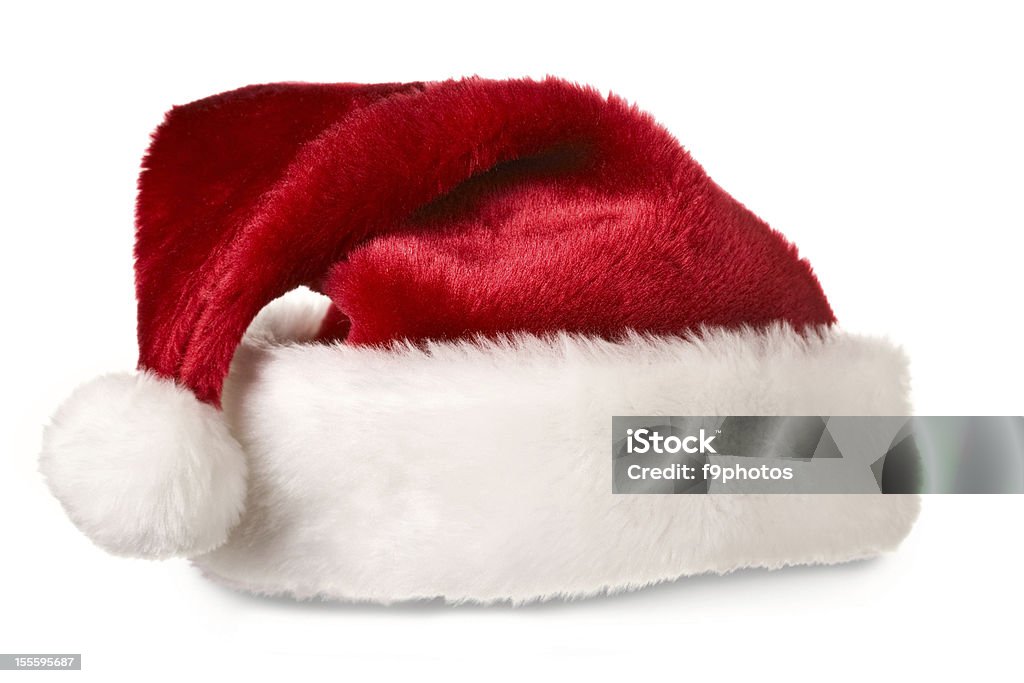 Chapéu de Papai Noel isolada no branco - Foto de stock de Boné royalty-free
