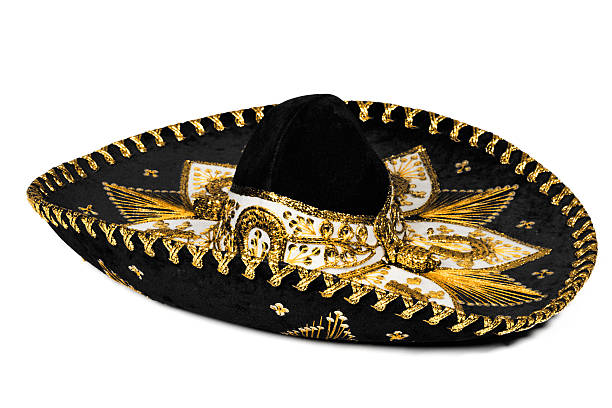 nero sombrero isolato - sombrero hat mexican culture isolated foto e immagini stock