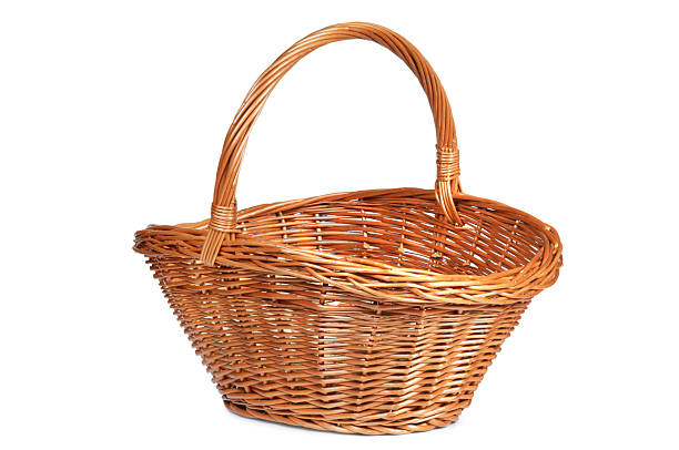 Basket Brown wicker basket isolated on white. basket stock pictures, royalty-free photos & images