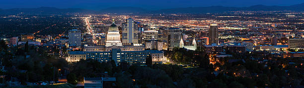 istock Salt Lake City panorama illuminated at night Utah 155596904