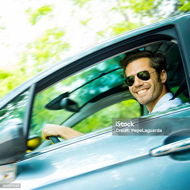 Middle Age Man Driving A Car Stock Photo - Download Image Now - Driving, Car, Men