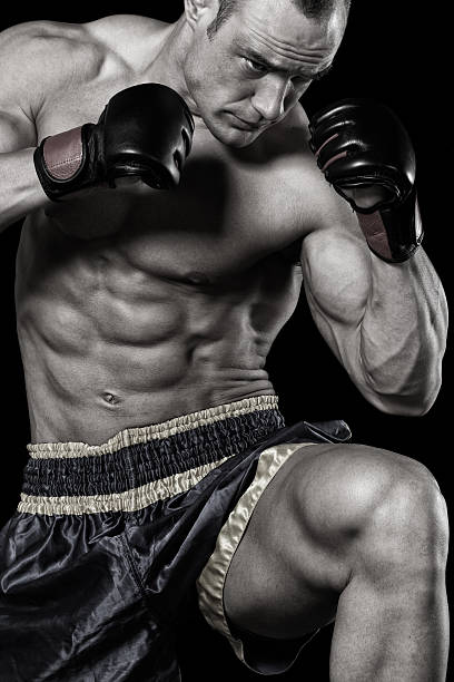 lutador de ufc em acção - abdominal muscle extreme sports sensuality sex symbol imagens e fotografias de stock