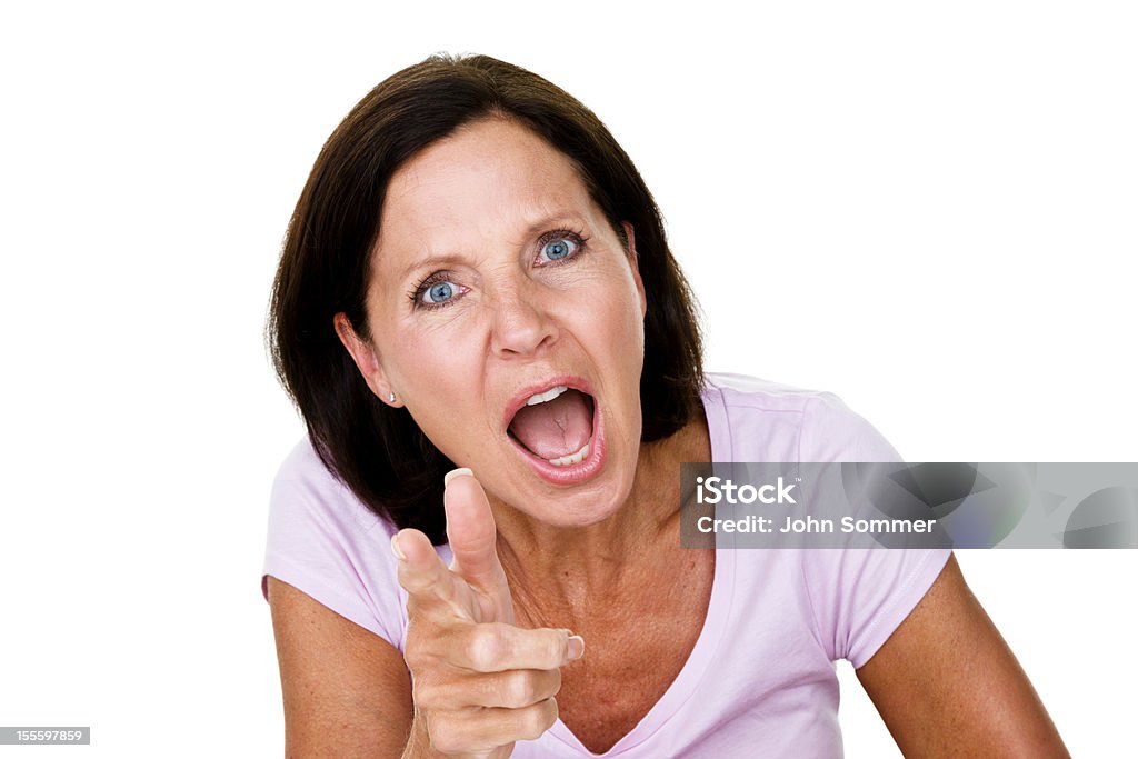 Mulher Madura yelling no Visualizador - Royalty-free Berrar Foto de stock