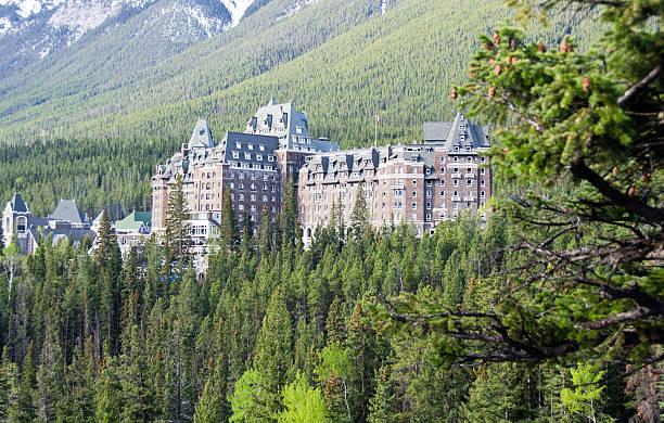 istock Scenic Banff Springs Hotel in Spring 155597997