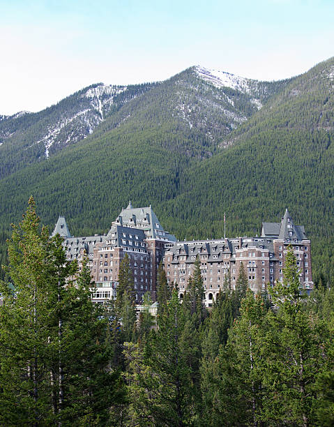istock Scenic Banff Springs Hotel in Spring 155598017