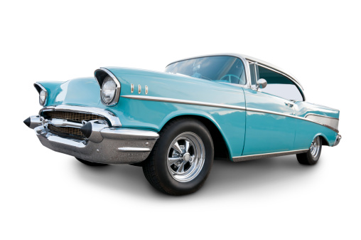 Classic American car - 1957 Chevrolet. Clipping Path on Vehicle. All logos removed.