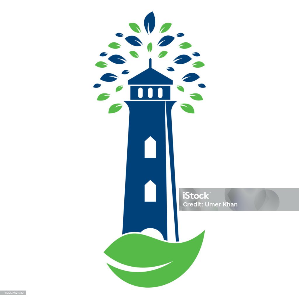 Lighthouse Abstract Logo Green Lighthouse Logo Template Design Stock Illustration - Download ...