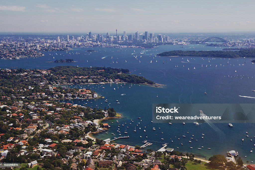 Hafen von Sydney - Lizenzfrei Ansicht aus erhöhter Perspektive Stock-Foto