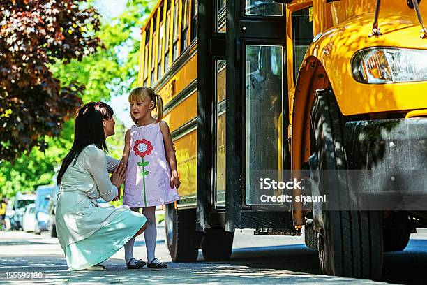 First Day Of School Stock Photo - Download Image Now - Child, Mother, School Bus