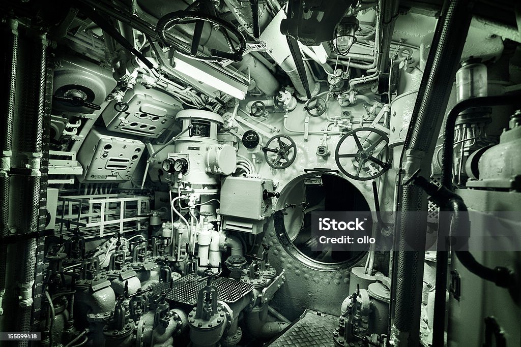 Maschinenraum in einem vintage-Wasserfahrzeug - Lizenzfrei Altertümlich Stock-Foto