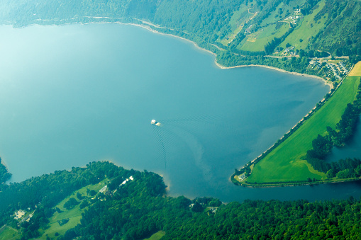 One of the millions of lakes around the United Kingdom, seen from above.