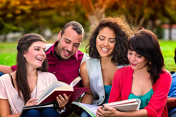 istock Multi-ethnic group of young students studying at university campus 155599675