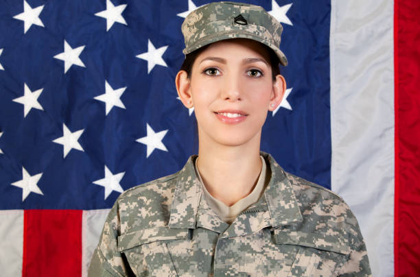 istock Female American Soldier in ACU Smiling 155599981
