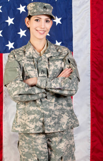 istock Famale American Solider in ACU Smiling 155600113