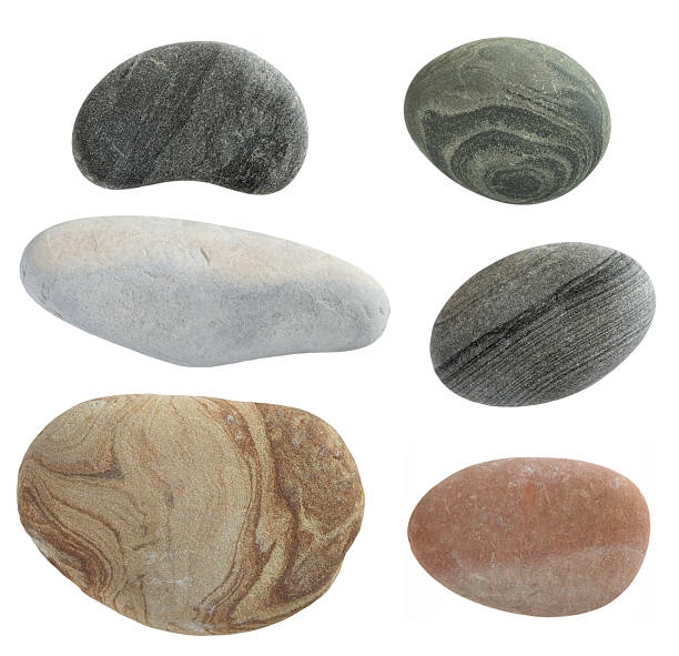 isolated pebbles stone collection of pebbles isolated on white background stone object photos stock pictures, royalty-free photos & images