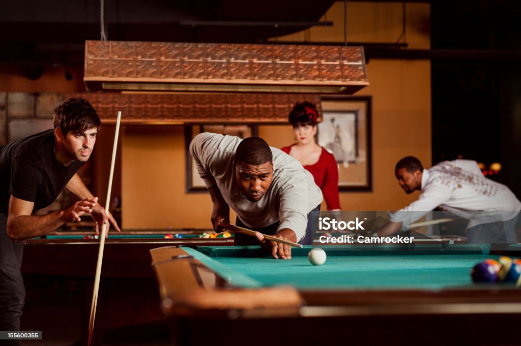 Friends Playing Pool  20-29 Years Stock Photo