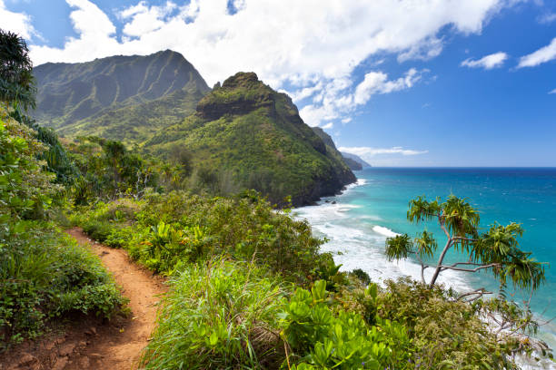 kalalau trail, kauai - kauai travel destinations tourism photography stock-fotos und bilder