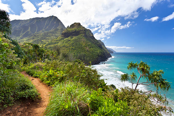 senda de kalalau, kauai - kauai travel destinations tourism photography fotografías e imágenes de stock