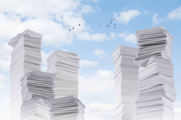 Paperland - a lot of paper mountains stock photo