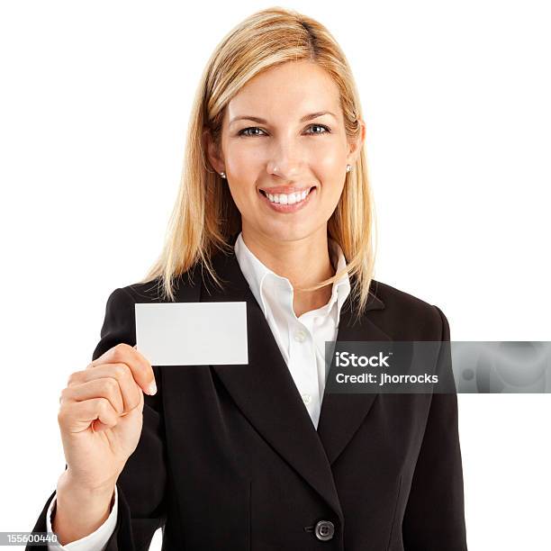 Businesswoman With Blank Business Card Stock Photo - Download Image Now - Business Card, Credit Card, Businesswoman