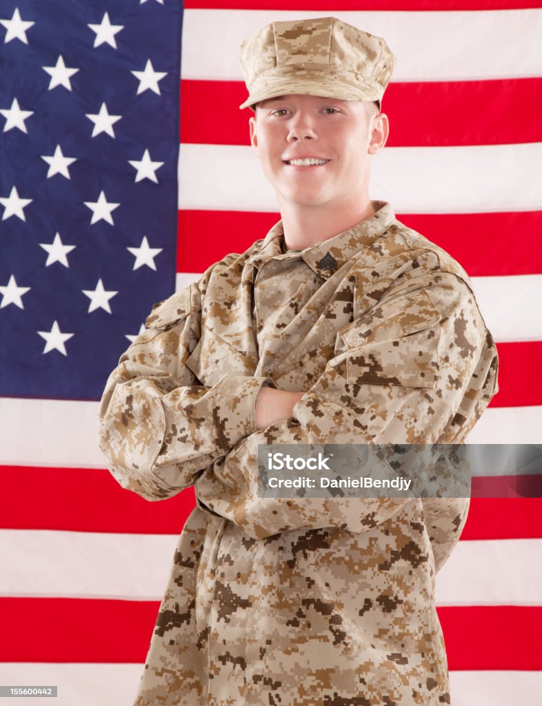 U Soldado sorridente Corpo de Fuzileiros da Marinha do - Royalty-free Corpo de Fuzileiros da Marinha Americana Foto de stock