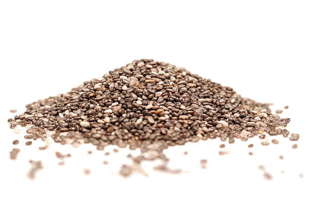 istock Pile of chia seeds on white 155600621